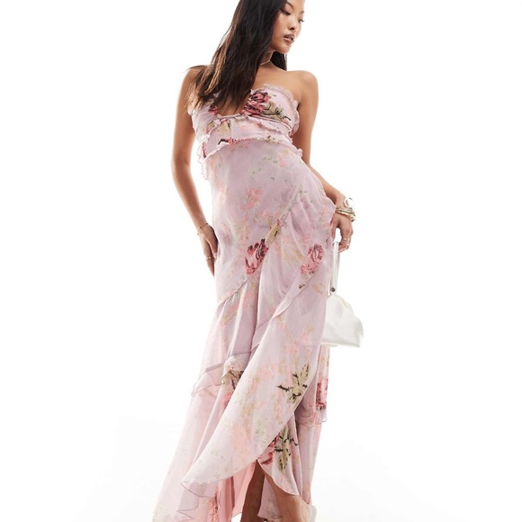 ASOS Pink Floral Maxi Dress - Picture 1 of 6